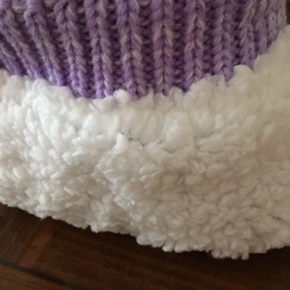 JUST COZY KNIT HAT BONNET.  One size fits.  Color:  Purple - Picture 3 of 3